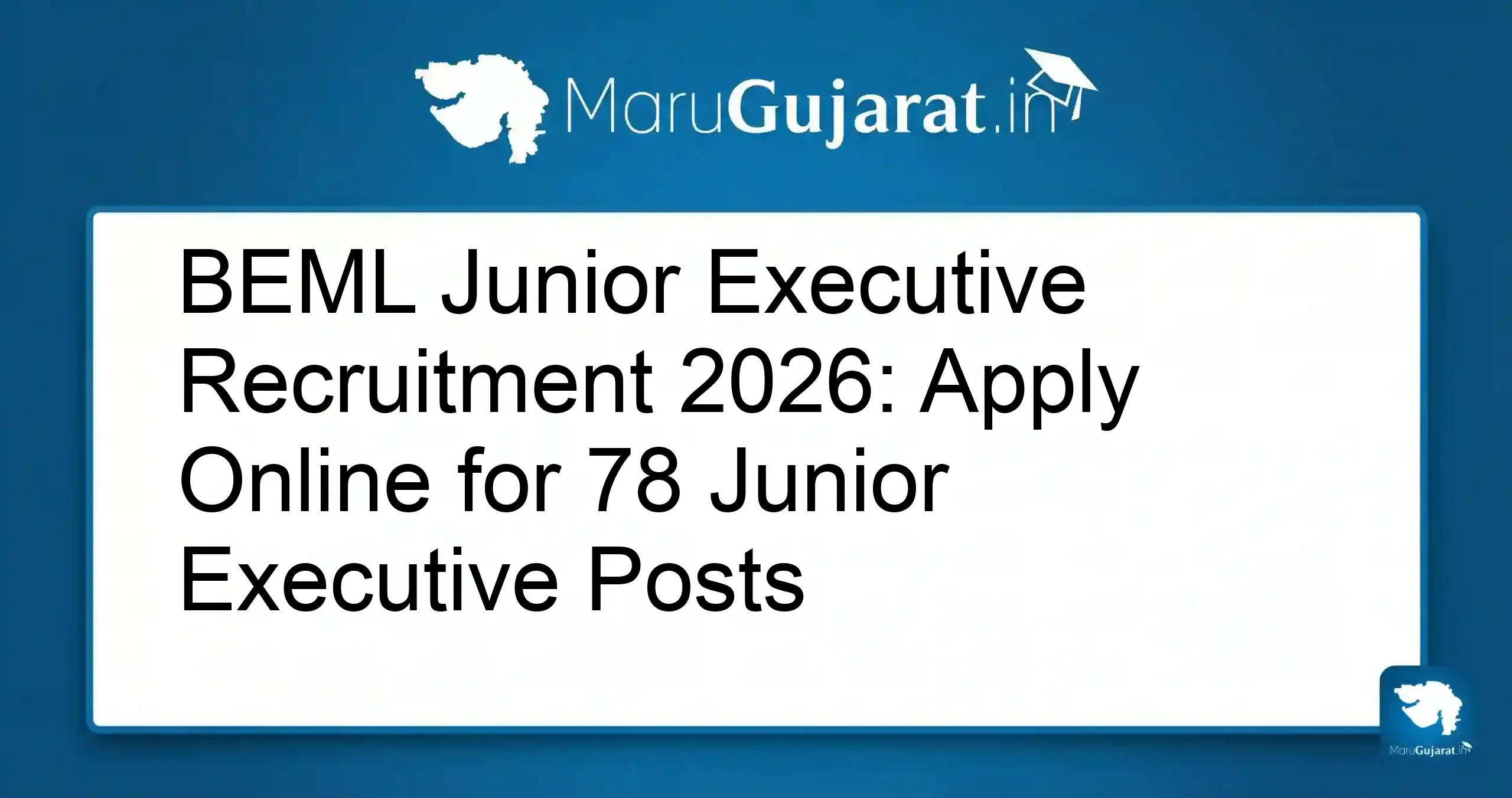 BEML Junior Executive Recruitment 2026