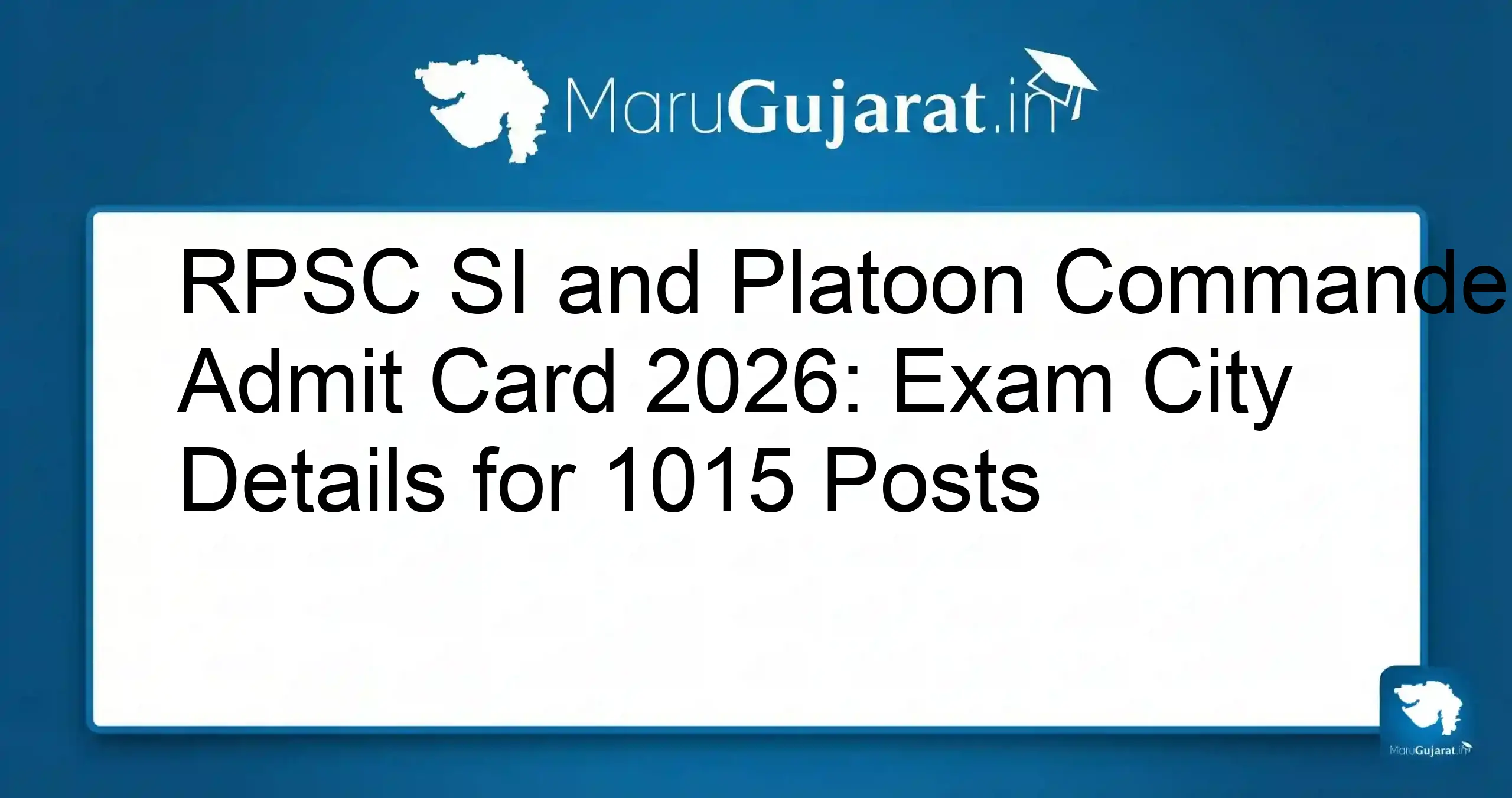 RPSC SI Admit Card 2026