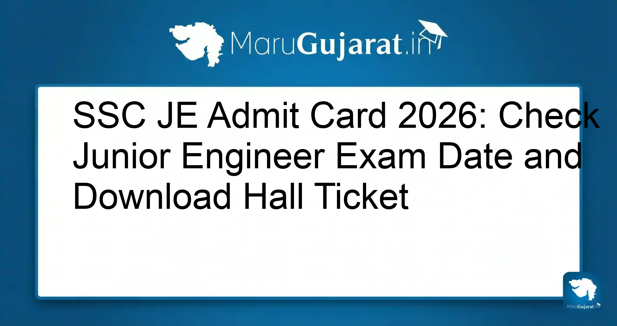 SSC JE Admit Card 2026