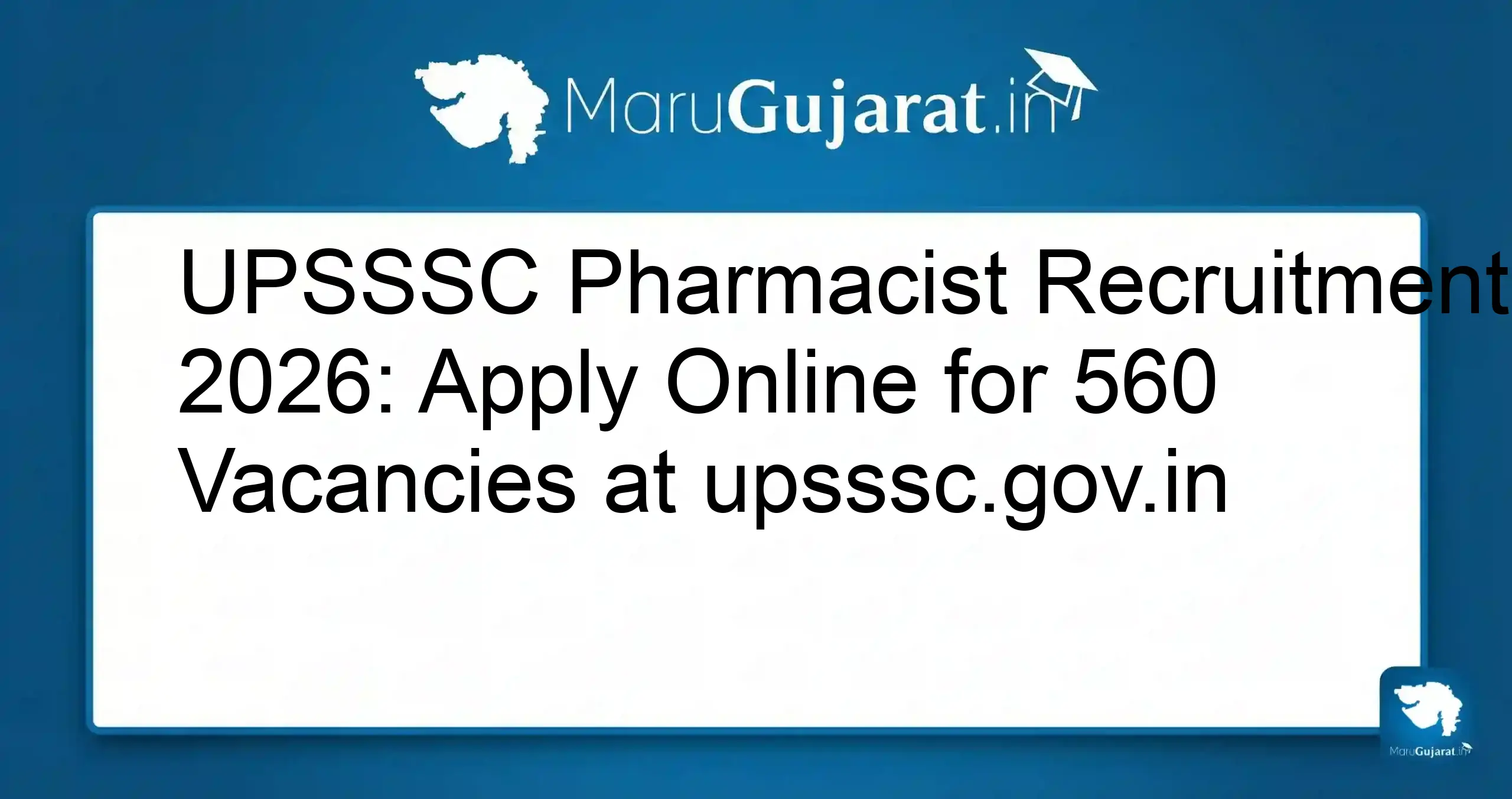 UPSSSC Pharmacist Recruitment 2026