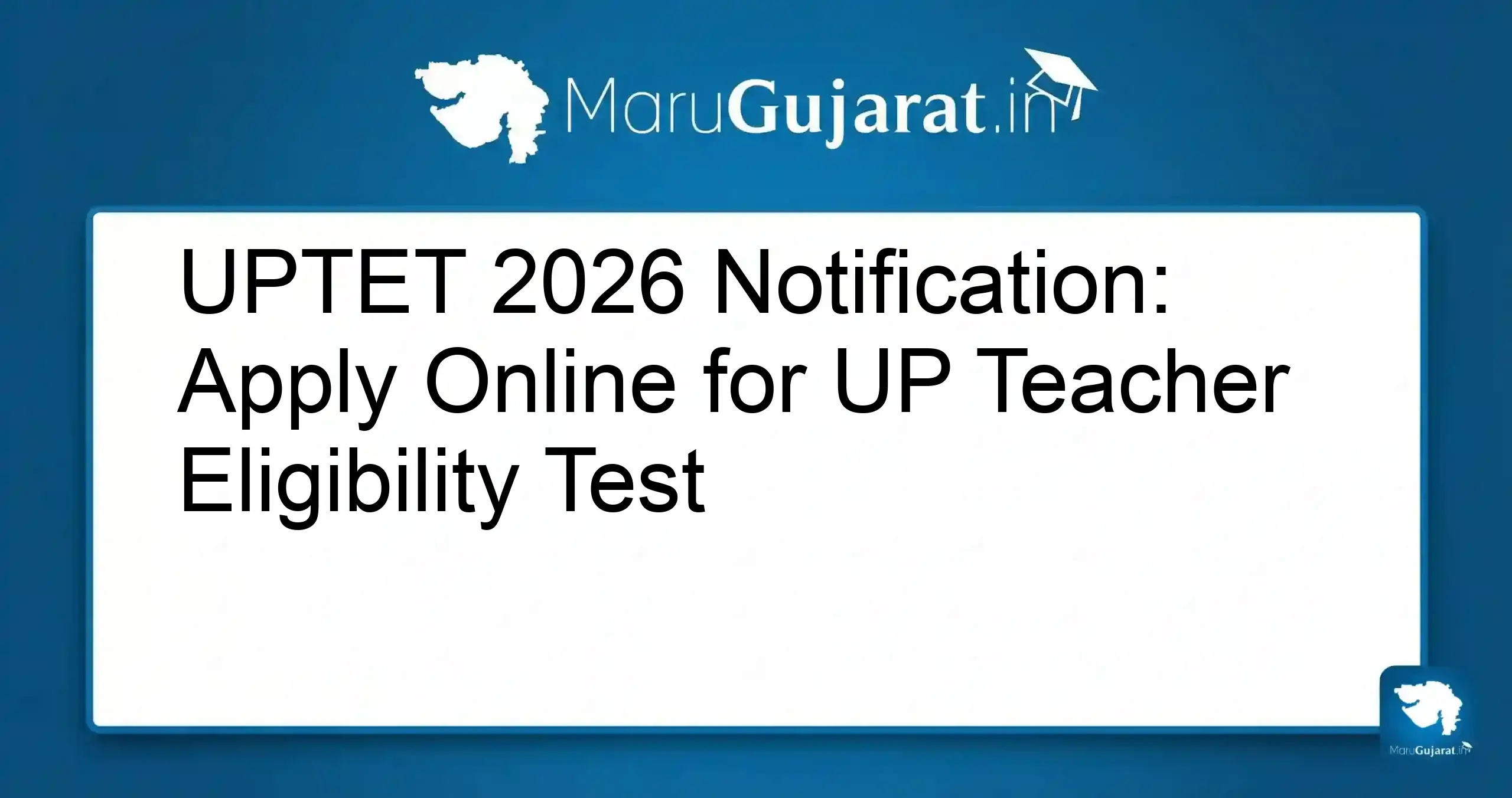 UPTET 2026 Notification